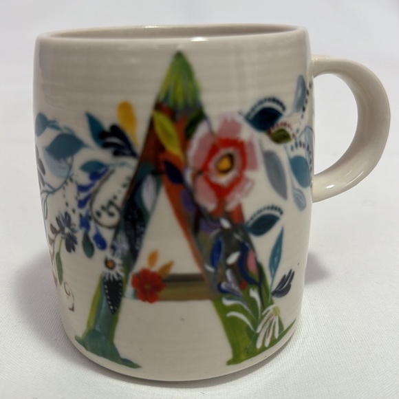 Anthropologie Starla Halfmann Petal Palette Coffee Cup Mug Initial Monogram A - Picture 1 of 7